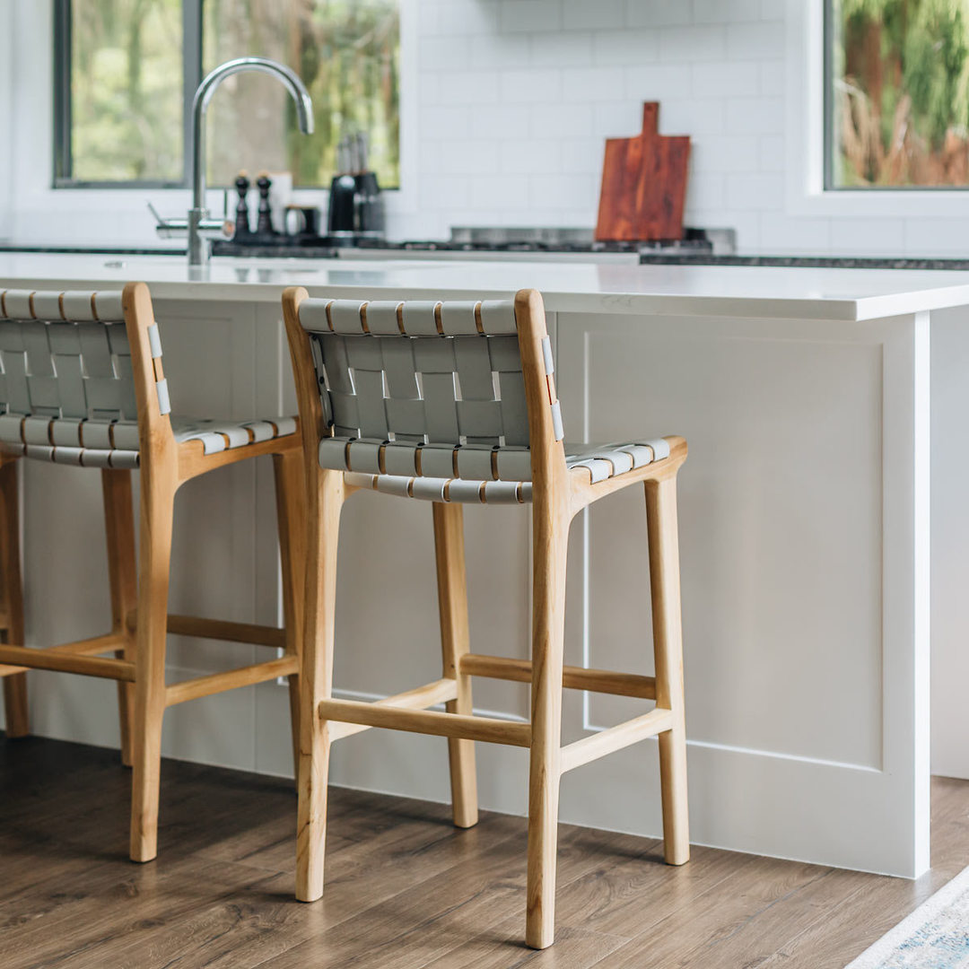 Indo High-back Bar Stool - Duck Egg Grey image 6